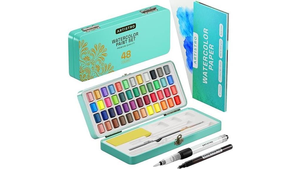 portable 48 color watercolor set