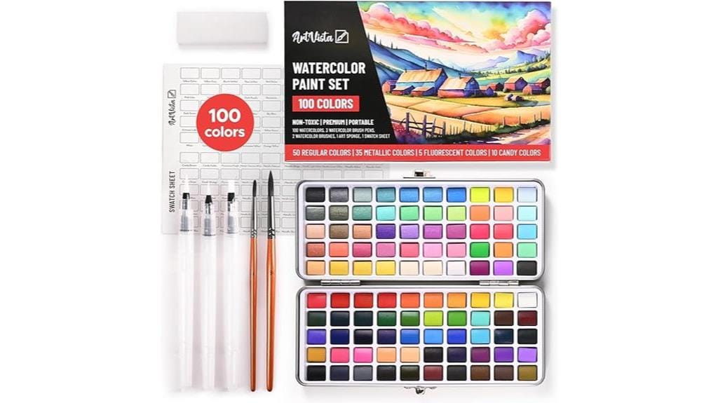 vibrant 100 color watercolor set