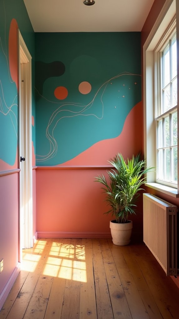 artistic half painted murals