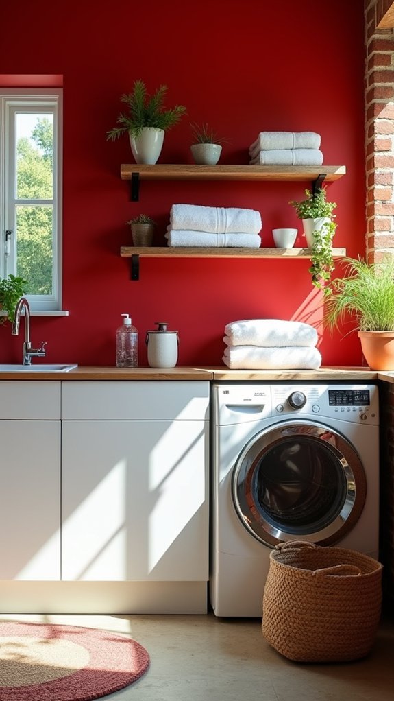 bold red energizes laundry room