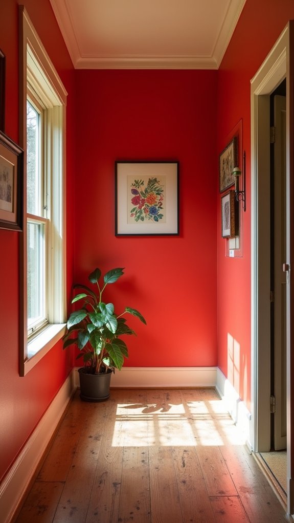 bold red hallway transformation