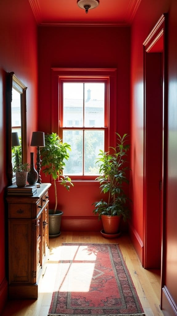 bold red hallway transformation