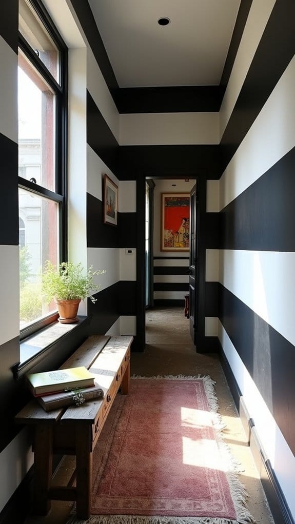 bold striped hallway design