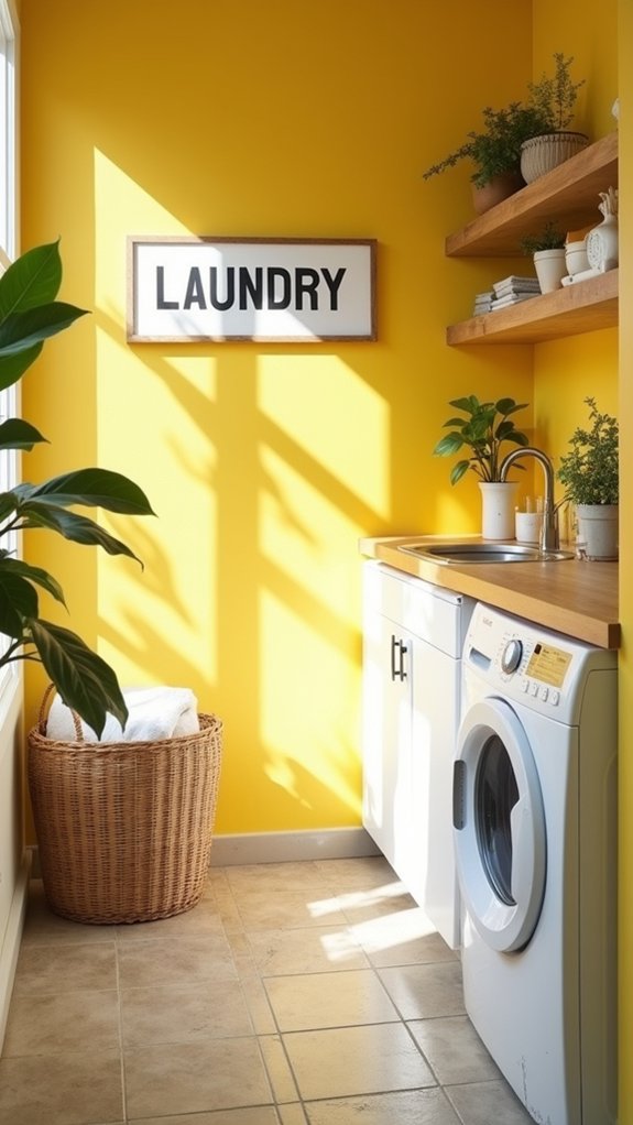 bright cheerful laundry room