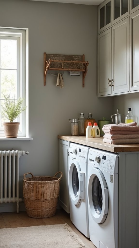 calm and sophisticated laundry room