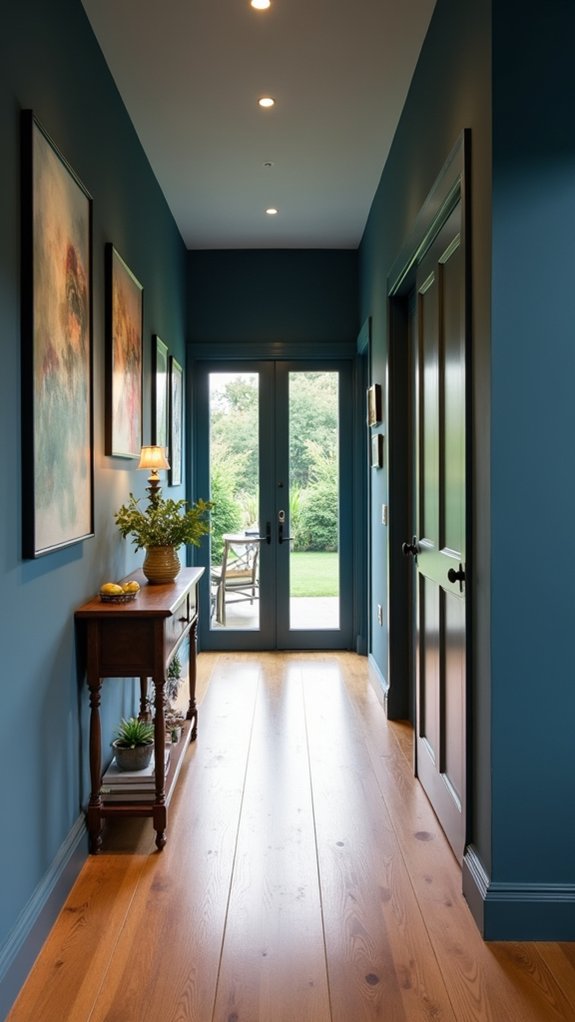 calm sophisticated hallway color
