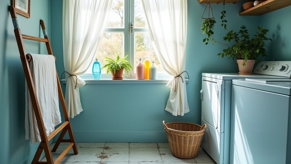 calming blue laundry room