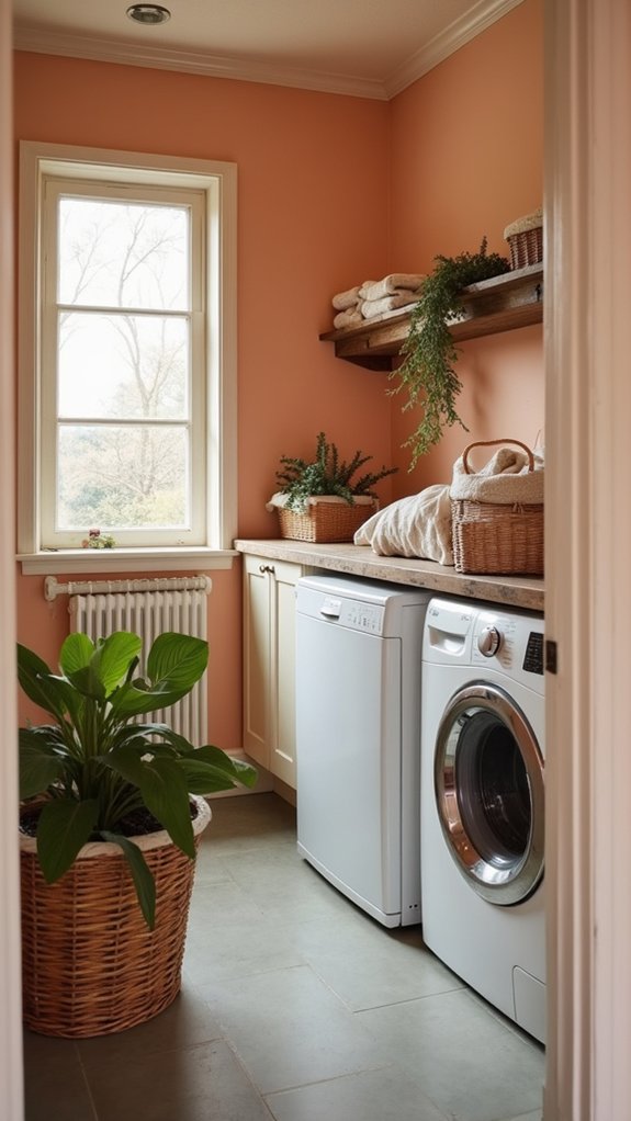 cheerful light peach laundry room