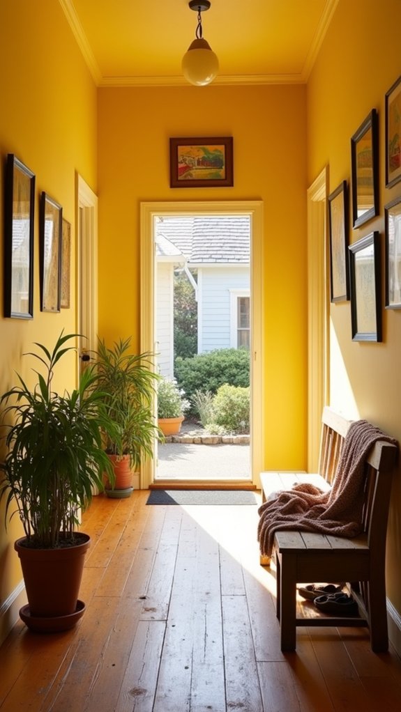 cheerful yellow hallway decor