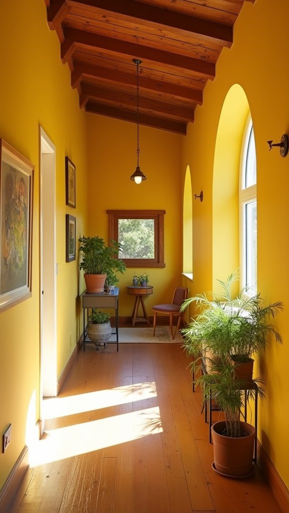 cheerful yellow hallway energy