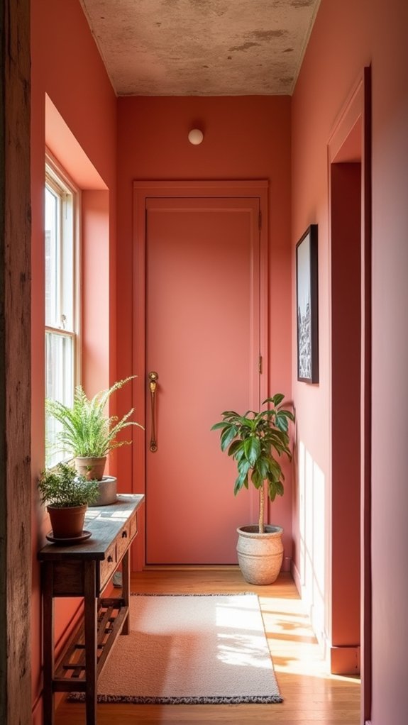 chic muted coral hallway