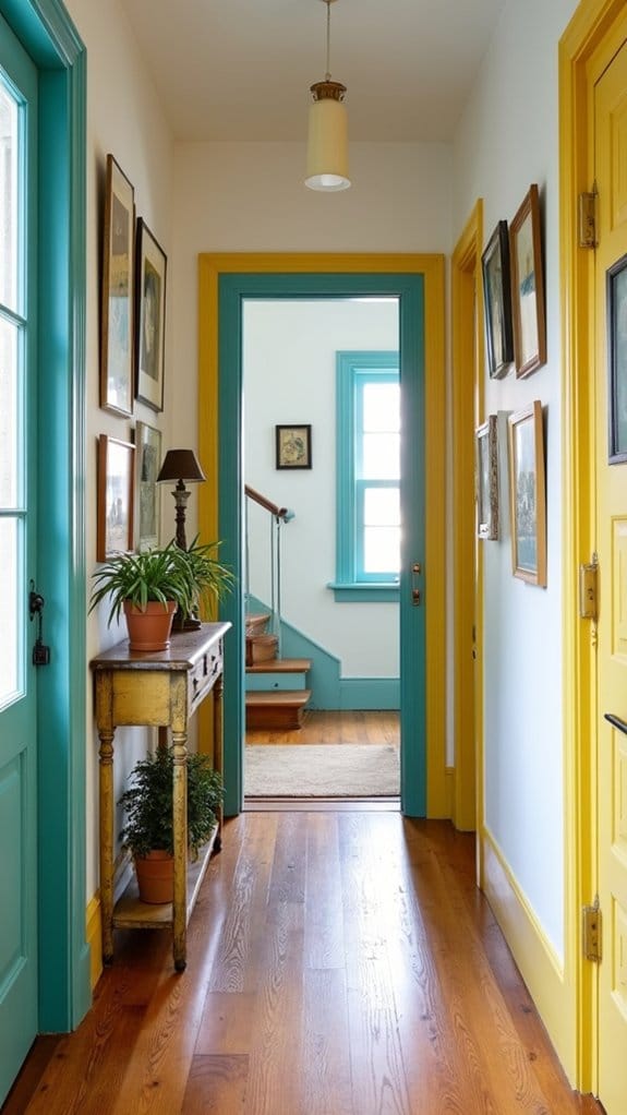 colorful trim enhances hallway