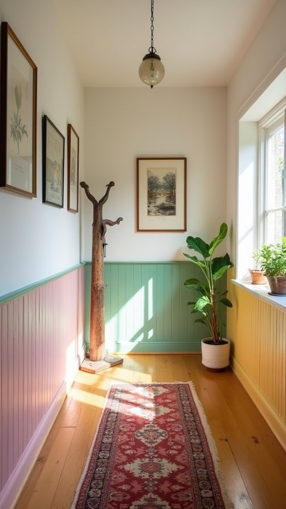 colorful wainscoting adds charm