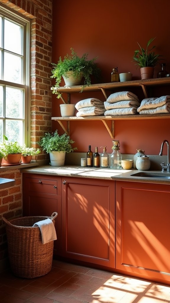 cozy terracotta laundry retreat
