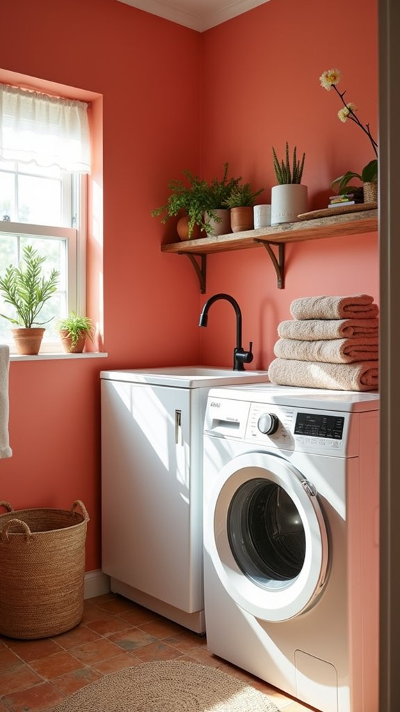 energizing bright coral laundry room