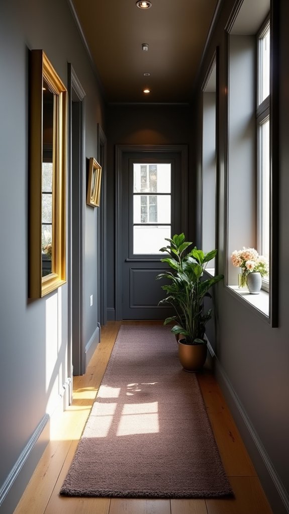 glamorous metallic hallway accents