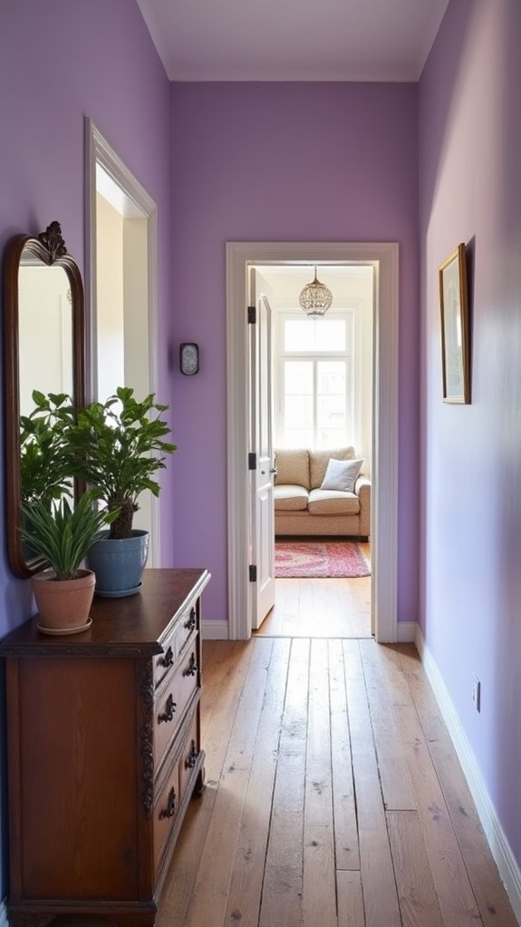 inviting airy lavender hallway