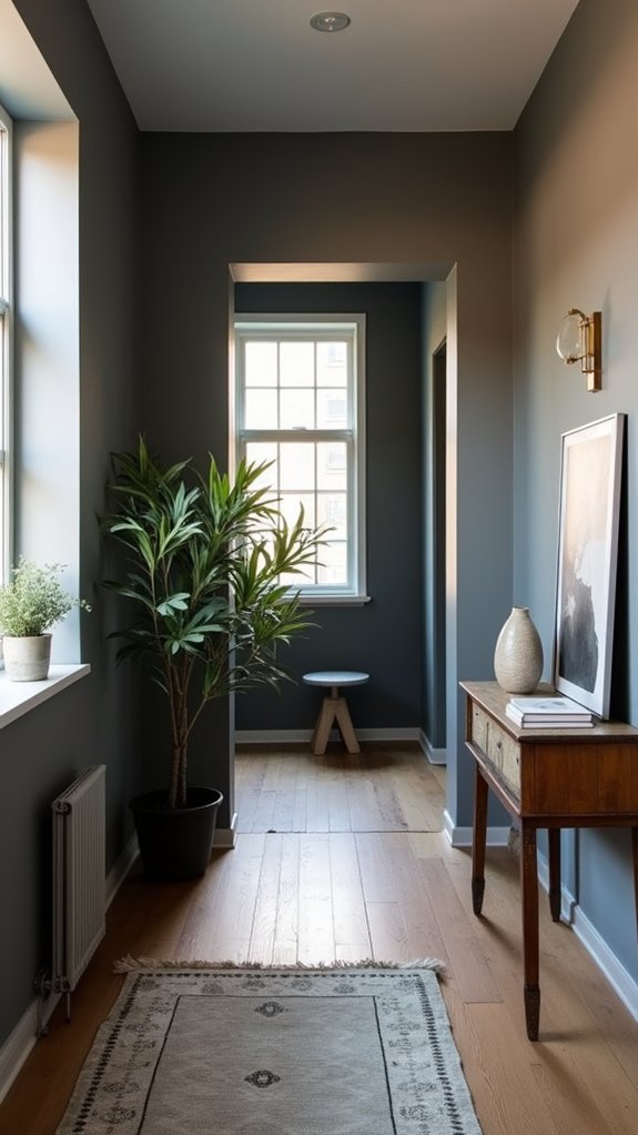 monochromatic hallway design elegance