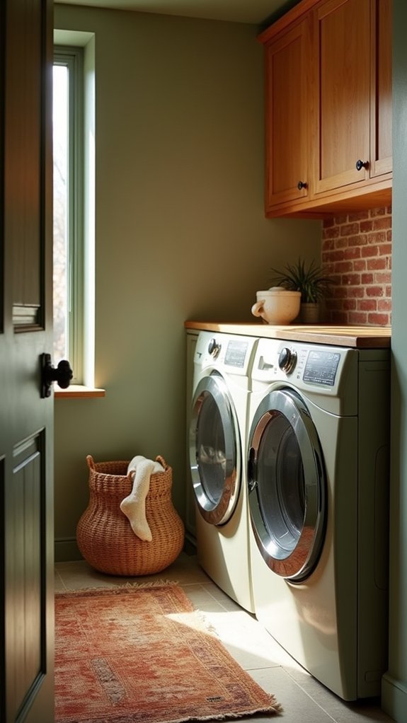 nature inspired calming laundry space