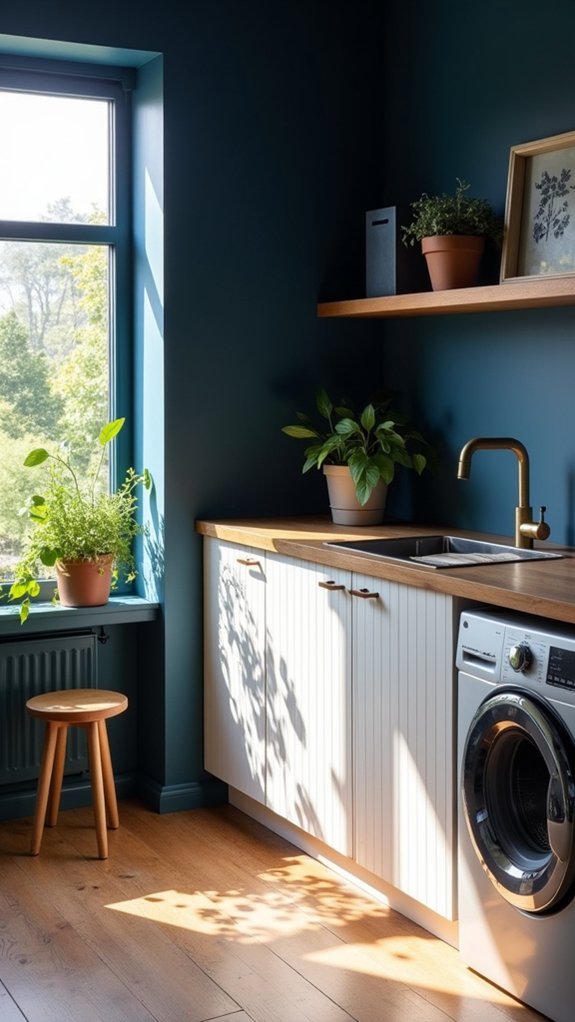 navy blue laundry room elegance