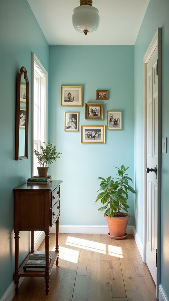 pale blue hallway transformation