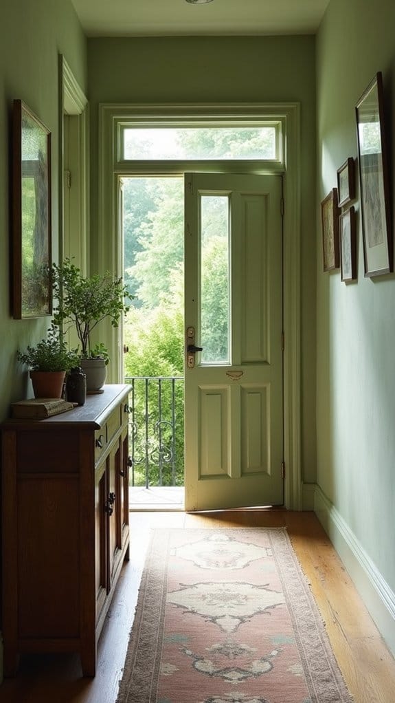serene sage green hallway