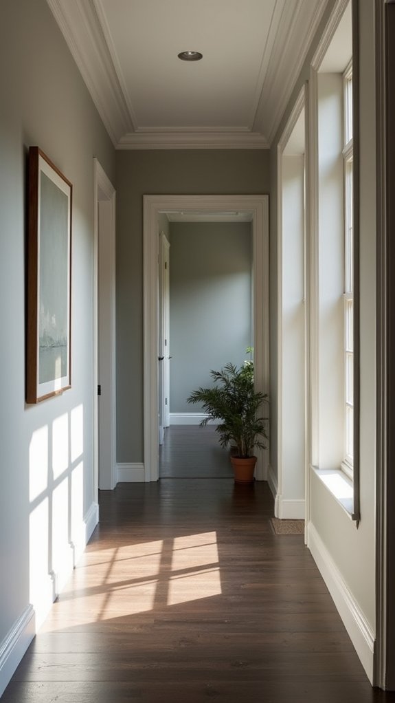sleek monochromatic hallway elegance