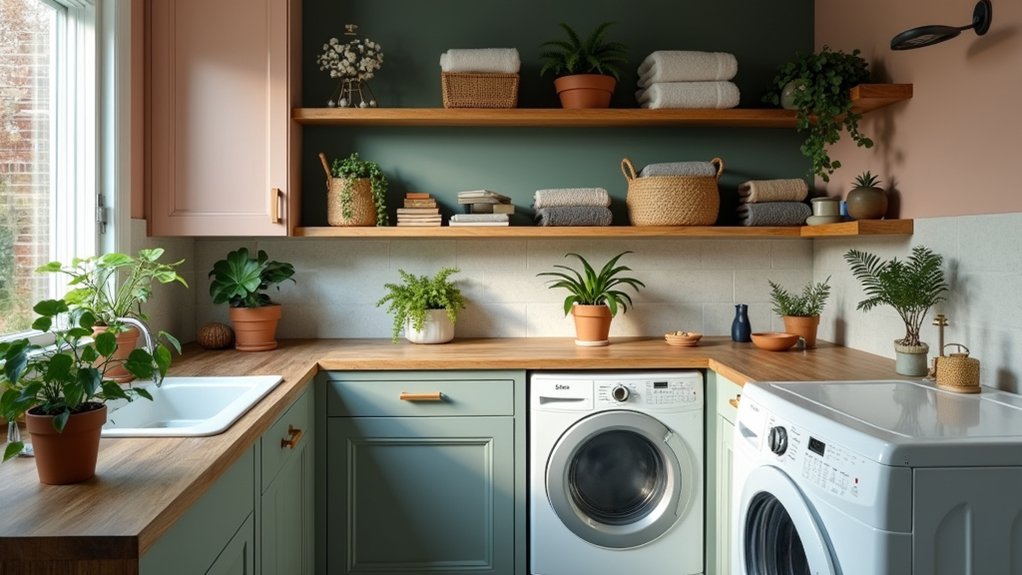sleek trendy laundry room colors