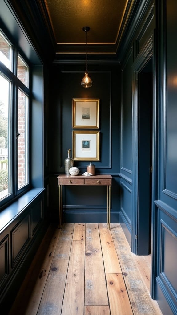 sophisticated metallic hallway decor