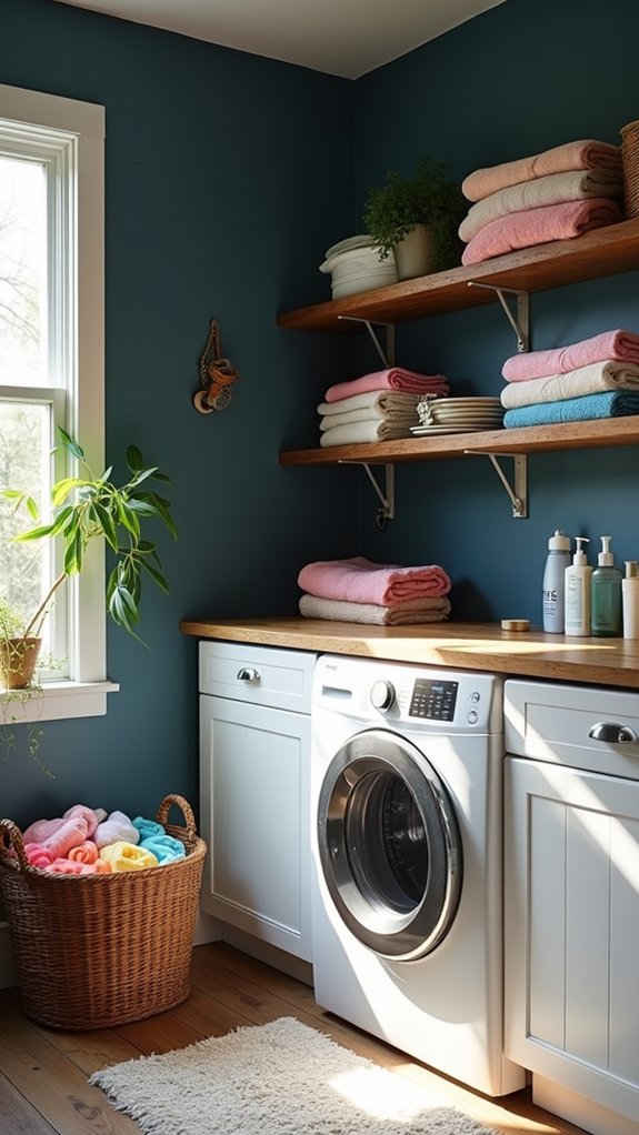 sophisticated navy laundry retreat