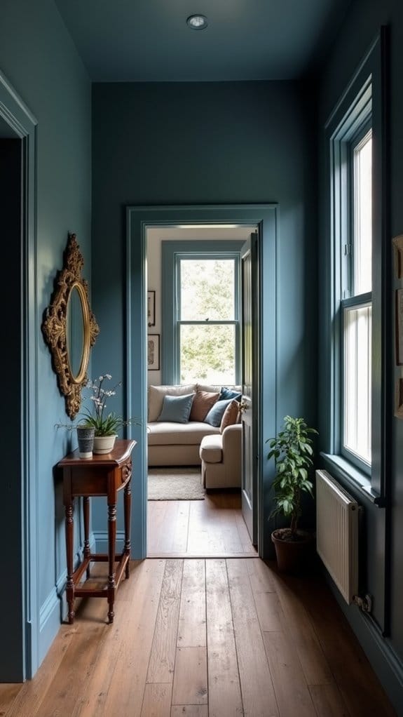 sophisticated serene hallway color