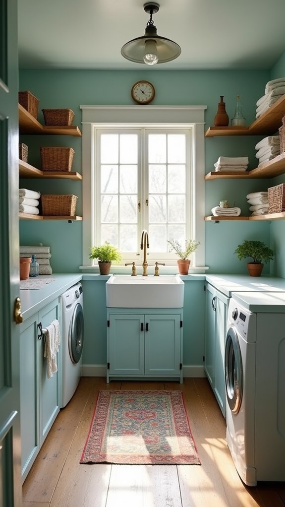sophisticated serene laundry space