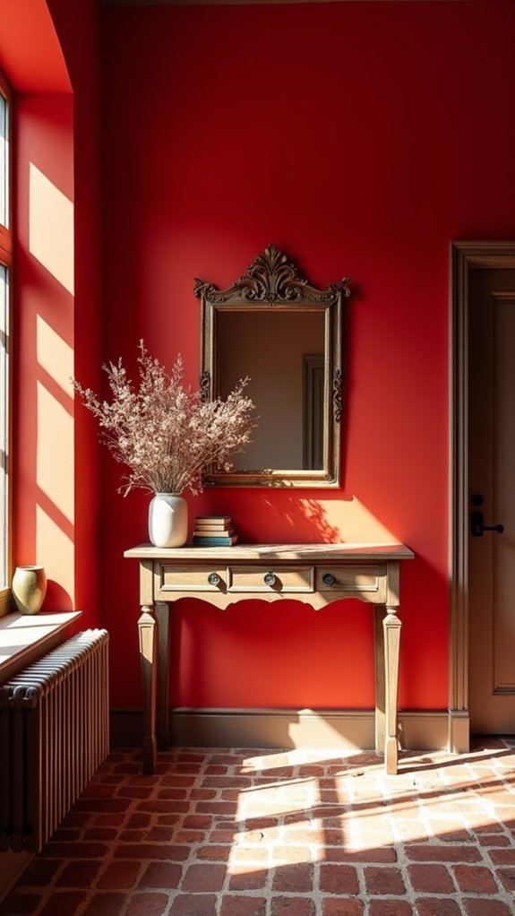 striking bright red hallway