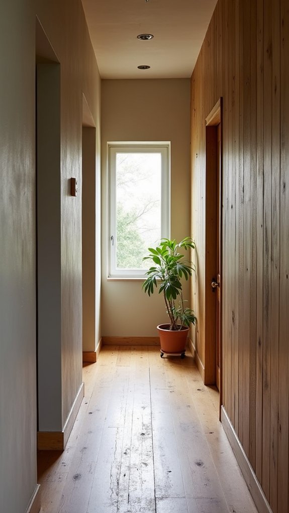 textured finishes enhance hallways