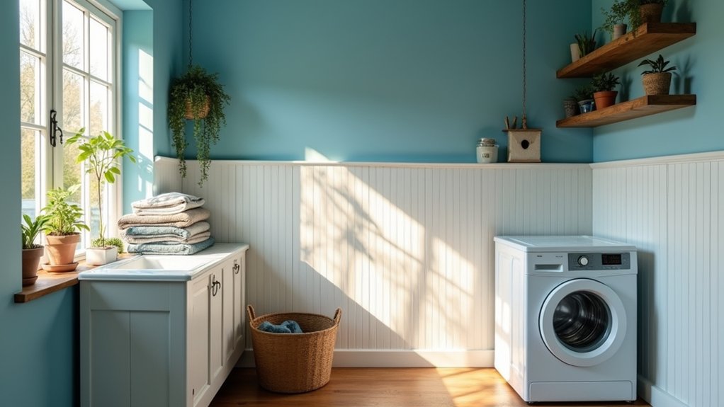 tranquil blue laundry room
