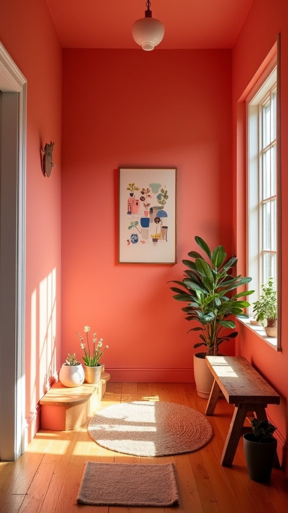 vibrant coral for hallways
