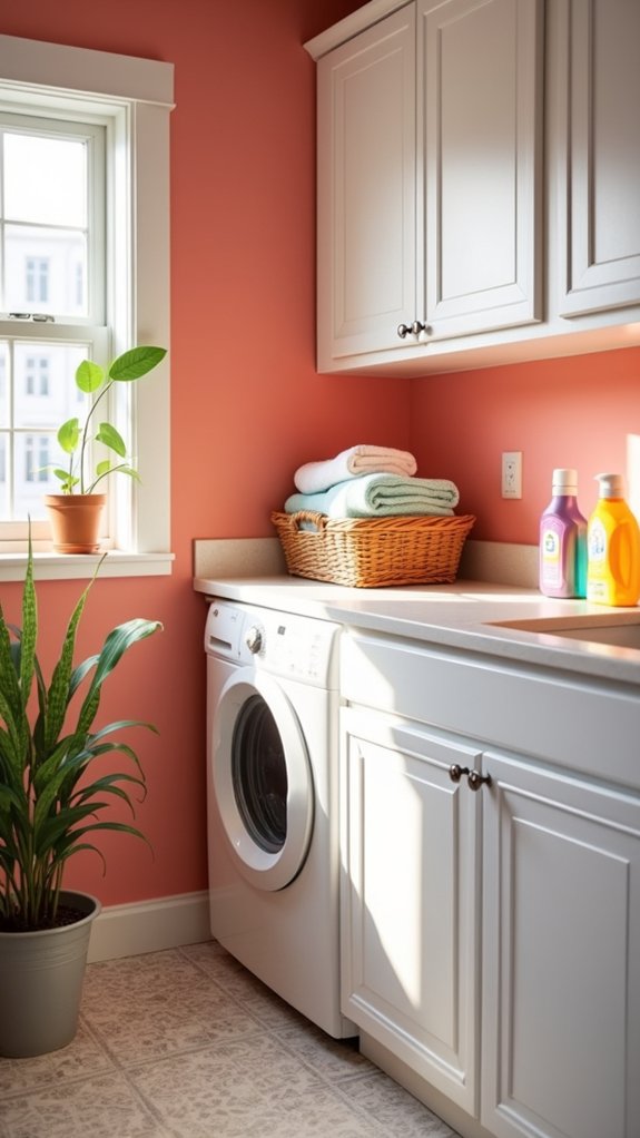 vibrant coral laundry oasis