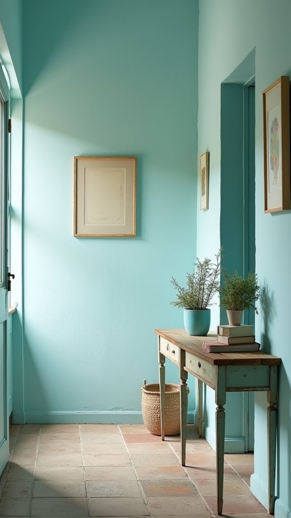 vibrant powdered turquoise accents