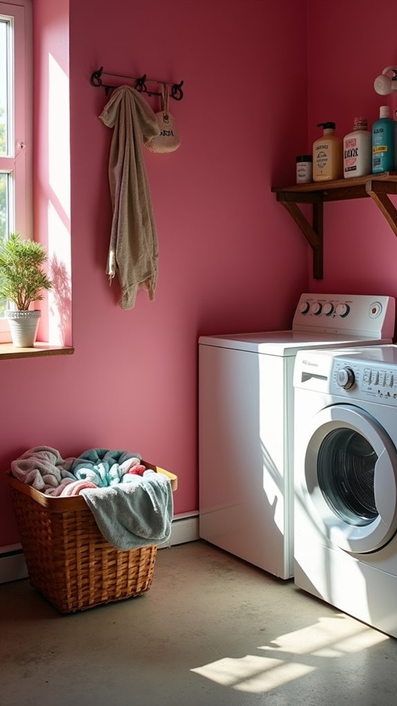vibrant raspberry laundry room