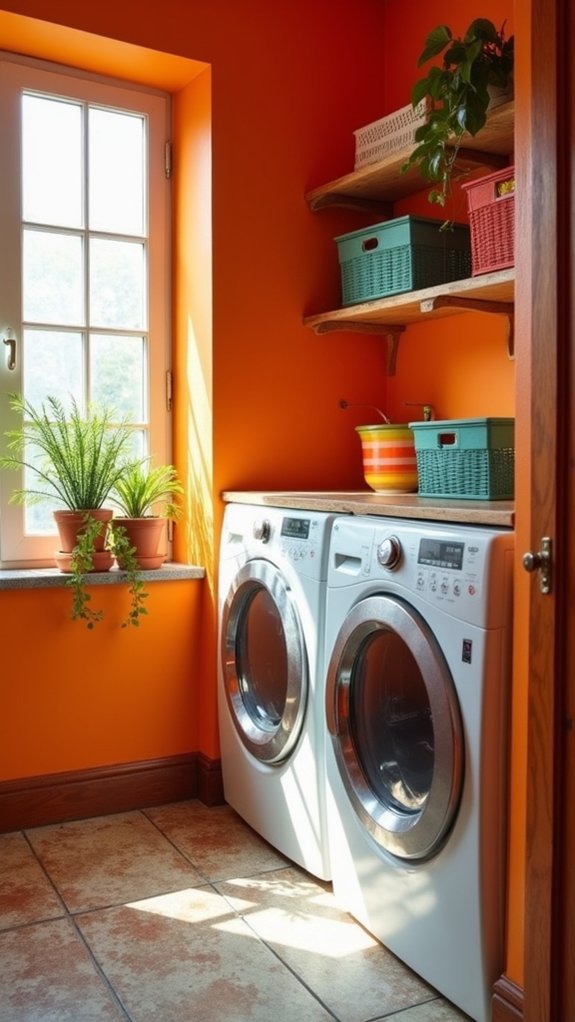 vibrant tangerine laundry room