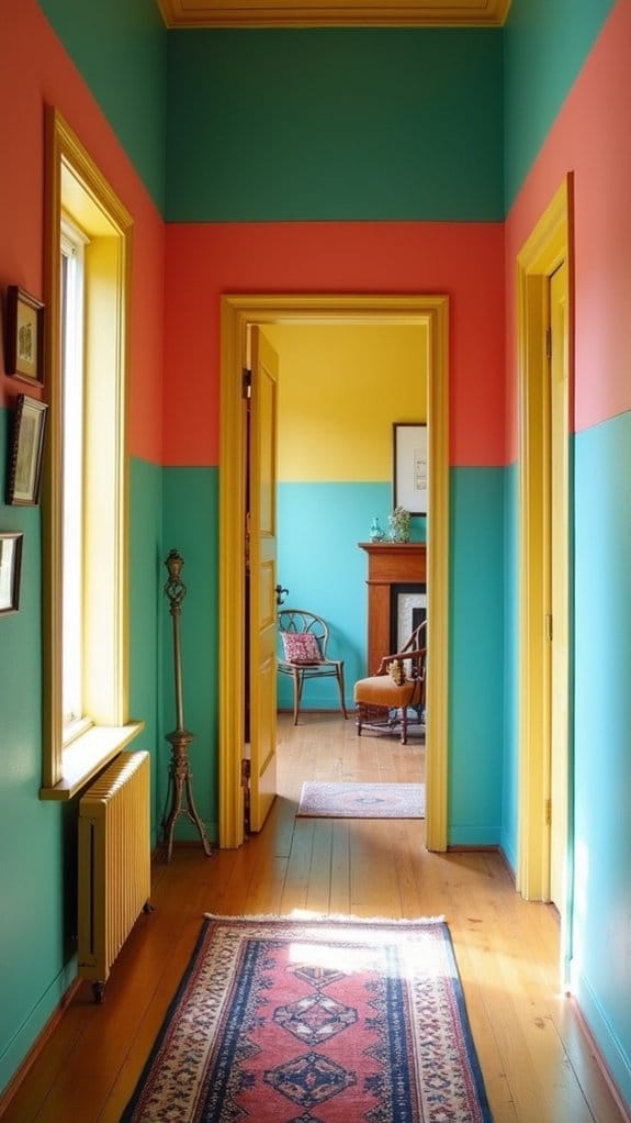 vibrant whimsical hallway stripes