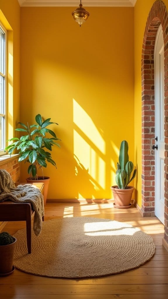 vibrant yellow hallway transformation