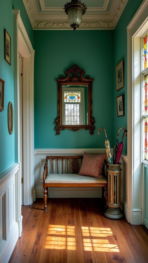vintage teal hallway charm