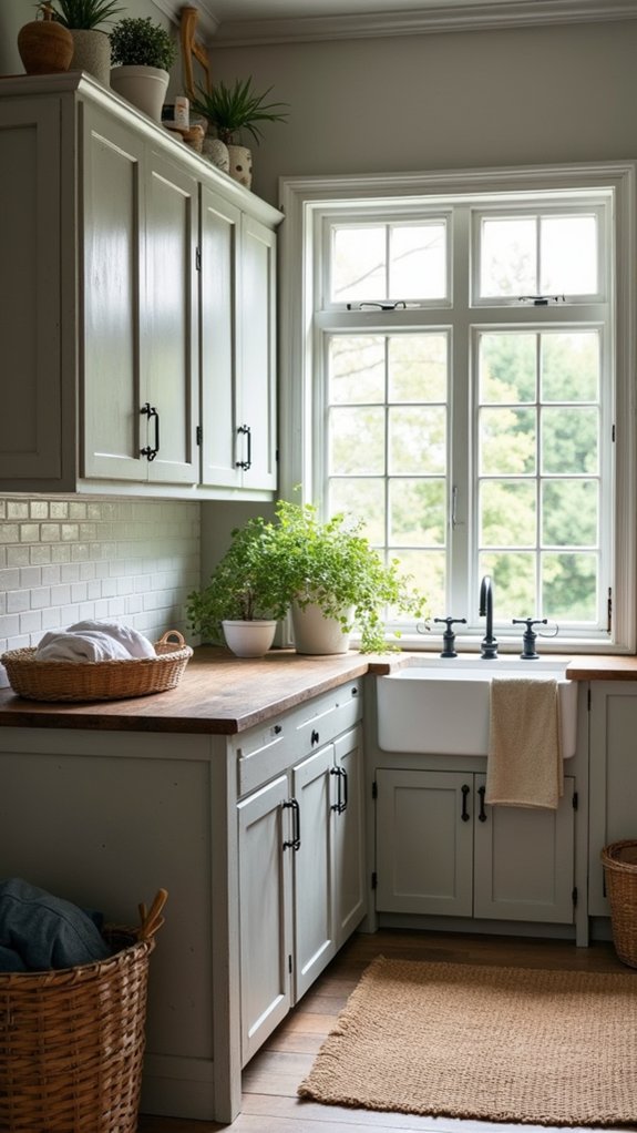 warm gray laundry room elegance