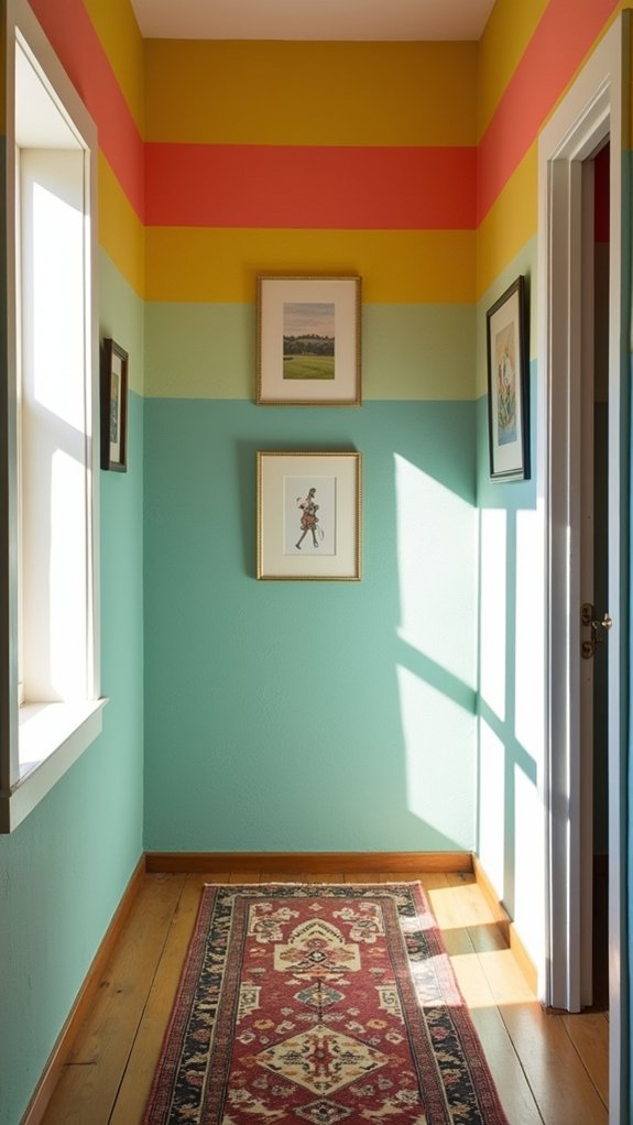 whimsical striped hallway design