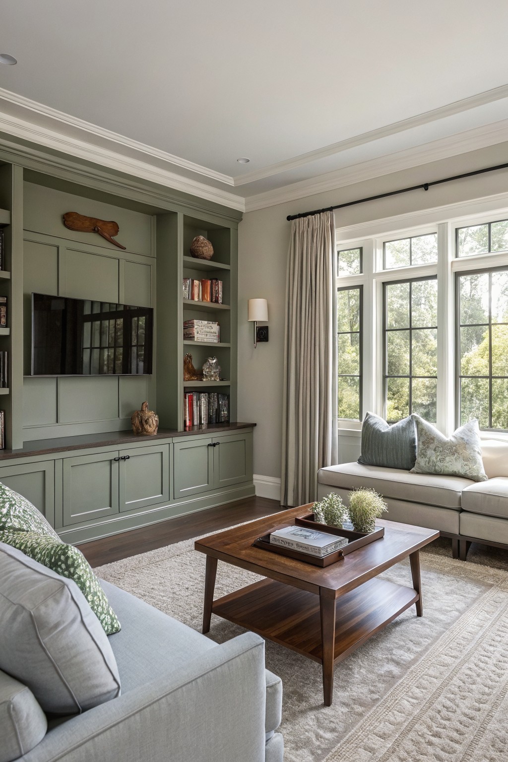 Soft Sage Green Built-Ins