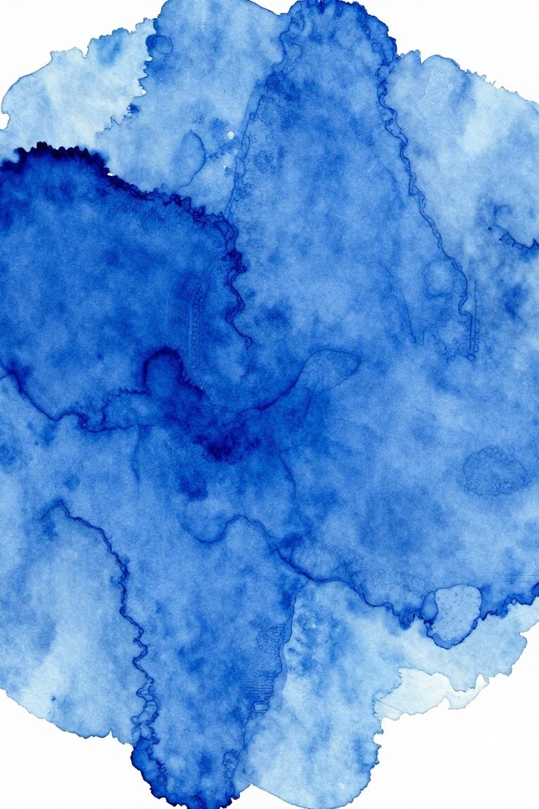 Abstract blue watercolor with varying navy shades and organic textured edges